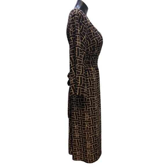 NWT Vertigo Paris Brown Tan Geometric Print Dress XL - Picture 3 of 8